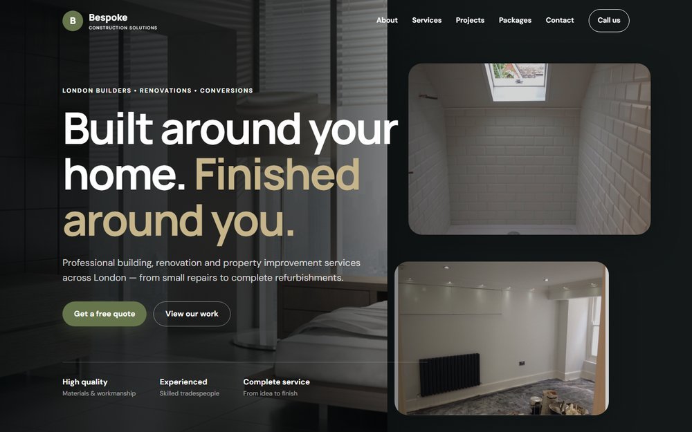 Bespoke Construction Solutions website screenshot